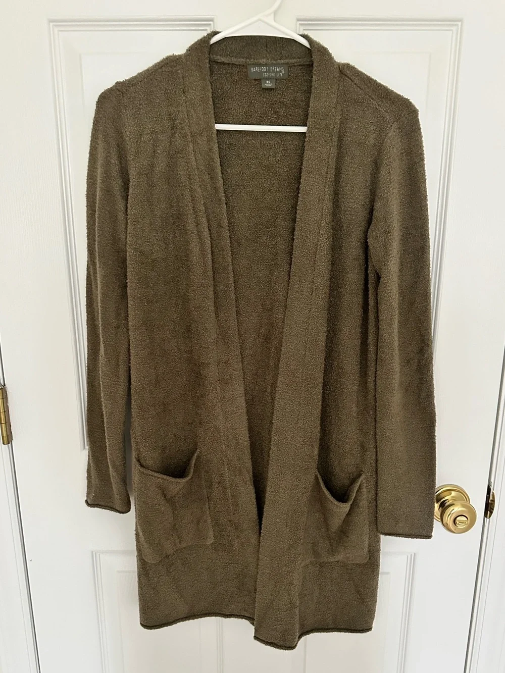 Barefoot Dreams Olive Brown Open-Front Cozy Cardigan